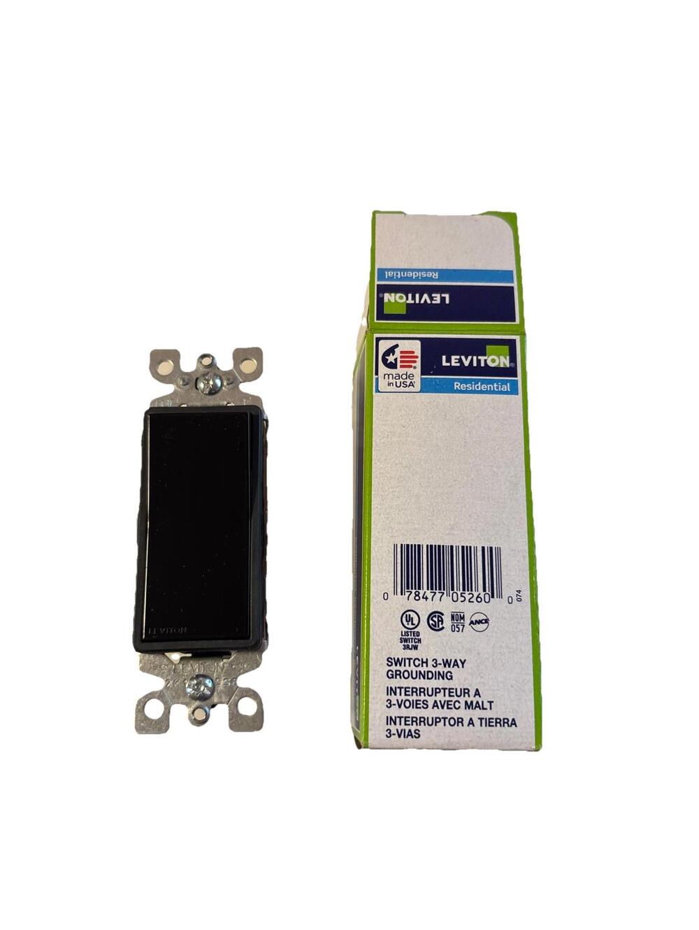 Leviton 5603-2E SWITCH 3-WAY GROUNDING BLACK NEW